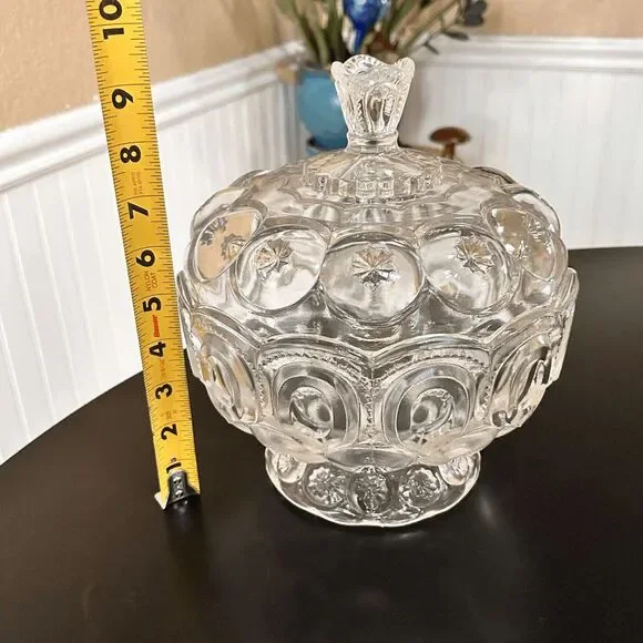 Vintage L.E. Smith Mould Weishar Glass Crystal Moon and Star Ex-Large Short Cand